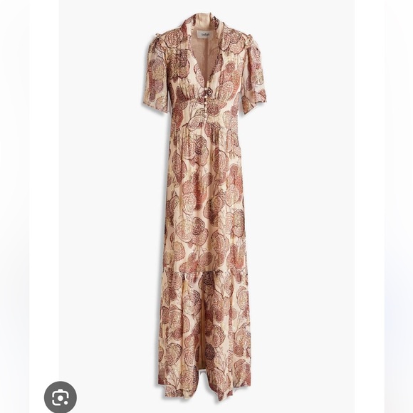 NWT BA&SH floral hide maxi dress gown metallic SIZE 1 - Picture 4 of 4